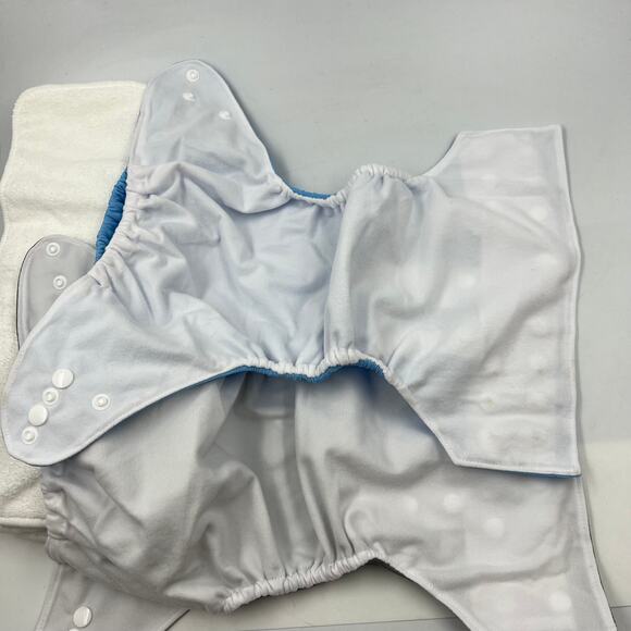 ALVABABY Cloth Diaper Reusable One Size Adjustable Blue & Gray With 4 Inserts - Picture 6 of 10